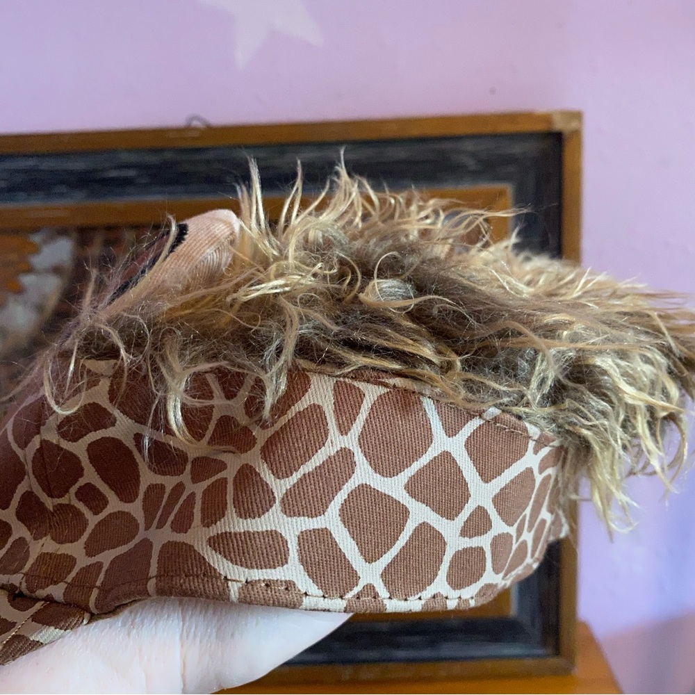 SOLD Flair Hair Mens Golf Sun Visor Cap with Fake Hair Wig Faux Fur Giraffe - Picture 8 of 9